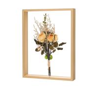 M METERXITY 1-Pack Dried Flower Frame, 12 x 16 Inch Double Acrylic Wooden Dried Flower Photo Floating Frame for Tabletop/DIY/Handicrafts [Wood Color]