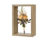 M METERXITY 1-Pack Dried Flower Frame, 4 x 6 Inch Double Acrylic Wooden Dried Flower Photo Floating Frame for Tabletop/DIY/Handicrafts [Wood Color]