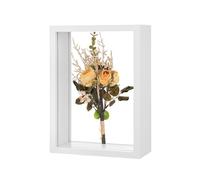 M METERXITY 1-Pack Dried Flower Frame, 5 x 7 Inch Double Acrylic Wooden Dried Flower Photo Floating Frame for Tabletop/DIY/Handicrafts [White]