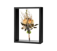 M METERXITY 1-Pack Dried Flower Frame, 6 x 8 Inch Double Acrylic Wooden Dried Flower Photo Floating Frame for Tabletop/DIY/Handicrafts [Black]