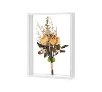 M METERXITY 1-Pack Dried Flower Frame, 8 x 12 Inch Double Acrylic Wooden Dried Flower Photo Floating Frame for Tabletop/DIY/Handicrafts [White]