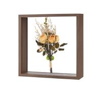 M METERXITY 1-Pack Dried Flower Frame, 8 x 8 Inch Double Acrylic Wooden Dried Flower Photo Floating Frame for Tabletop/DIY/Handicrafts [Coffee]