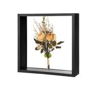 M METERXITY 1-Pack Dried Flower Frame, 8 x 8 Inch Double Acrylic Wooden Dried Flower Photo Floating Frame for Tabletop/DIY/Handicrafts [Black]