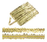 M METERXITY 1-Pack Elastic Sequins Trim, 11 Yards 0.8 Inch Flat Paillette Glitters Sequin Trim 2 Row Metallic Sequins Trim for Craft Sewing Trimming/Dress Embellish Headband [Golden]