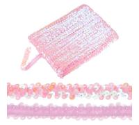 M METERXITY 1-Pack Elastic Sequins Trim, 11 Yards 0.8 Inch Flat Paillette Glitters Sequin Trim 2 Row Metallic Sequins Trim for Craft Sewing Trimming/Dress Embellish Headband [Pink]