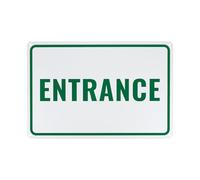 M METERXITY 1-Pack Entrance Sign 12x8 Inch Aluminum Reflective Enter Here Signs Rust Free Waterproof Entrance Signs for Business/Door[Green Letters On White Background]