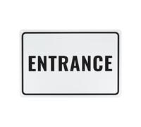 M METERXITY 1-Pack Entrance Sign 12x8 Inch Aluminum Reflective Enter Here Signs Rust Free Waterproof Entrance Signs for Business/Door[Black Letters On White Background]