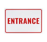 M METERXITY 1-Pack Entrance Sign 14x10 Inch Aluminum Reflective Enter Here Signs Rust Free Waterproof Entrance Signs for Business/Door[Red Letters On White Background]
