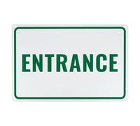 M METERXITY 1-Pack Entrance Sign 14x10 Inch Aluminum Reflective Enter Here Signs Rust Free Waterproof Entrance Signs for Business/Door[Green Letters On White Background]