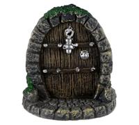M METERXITY 1-Pack Fairy Door, 1.81 x 0.94 x 2.01 Plastic Miniature Fairy Garden Door Garden Decor Accessories for Outdoor/Wall/Tree Trunk, Gnome House [Dark Brown]