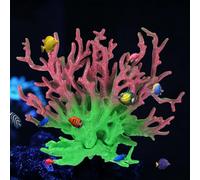 M METERXITY 1 Pack Fake Coral Fish Decorations for Tank, PVC Coral Decor, Artificial Fish Aquarium Decor [Green Pink, 5.91'' x 2.17'' x 4.72'',L x W x H]