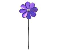 M METERXITY 1-Pack Flower Wind Spinner Sparkly Lawn Pinwheels, 28.3 Inch Plastic Reflective Pinwheels for Party Decorations/Yard/Garden, Colorful Rainbow Garden Windmill [Purple]