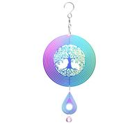 M METERXITY 1-Pack Hanging Wind Spinners, 13.2" 3D Stainless Steel Hanging Reflective Pinwheels for Patio/Yard/Outdoor, Garden Decor Windmill [Gradient, Tree]