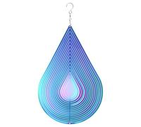 M METERXITY 1-Pack Hanging Wind Spinners, 15.4" 3D Stainless Steel Hanging Reflective Pinwheels for Patio/Yard/Outdoor, Garden Decor Windmill [Colorful, Water Droplets]