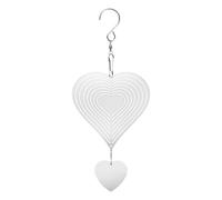 M METERXITY 1-Pack Hanging Wind Spinners, 9.4" 3D Stainless Steel Hanging Reflective Pinwheels for Patio/Yard/Outdoor, Garden Decor Windmill [Silver Tone, Heart]