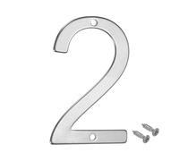 M METERXITY 1-Pack House Number, 3 Inch 304 Stainless Steel Mailbox Number Door Number Signage for Garden/Hotel/Mailbox/Address/Sign, House Number for Outside [Number 2, Silver]