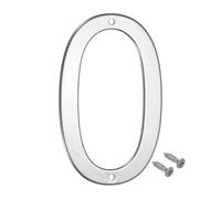 M METERXITY 1-Pack House Number, 4 Inch 304 Stainless Steel Mailbox Number Door Number Signage for Garden/Hotel/Mailbox/Address/Sign, House Number for Outside [Number 0, Silver]