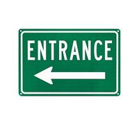 M METERXITY 1-Pack Left Arrow Entrance Sign 12x8 Inch Aluminum Reflective Enter Here Signs Rust Free Waterproof Entrance Signs for Business/Door[White Letters On Green Background]