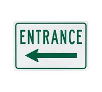M METERXITY 1-Pack Left Arrow Entrance Sign 12x8 Inch Aluminum Reflective Enter Here Signs Rust Free Waterproof Entrance Signs for Business/Door[Green Letters On White Background]