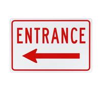 M METERXITY 1-Pack Left Arrow Entrance Sign 14x10 Inch Aluminum Reflective Enter Here Signs Rust Free Waterproof Entrance Signs for Business/Door[Red Letters On White Background]