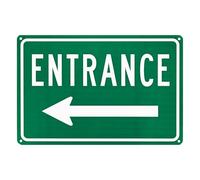 M METERXITY 1-Pack Left Arrow Entrance Sign 14x10 Inch Aluminum Reflective Enter Here Signs Rust Free Waterproof Entrance Signs for Business/Door[White Letters On Green Background]