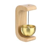 M METERXITY 1-Pack Magnetic Shopkeepers Bell for Door Opening, 1.6inch/4cm Beech Vintage Wind Chime Doorbell with Brass Bell for Front Porch/Garden/Backyard [Beige, C Shape]
