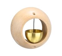 M METERXITY 1-Pack Magnetic Shopkeepers Bell for Door Opening, 3inch/7.5cm Beech Vintage Wind Chime Doorbell with Brass Bell for Front Porch/Garden/Backyard [Beige, Round Shape]