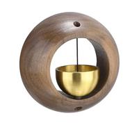 M METERXITY 1-Pack Magnetic Shopkeepers Bell for Door Opening, 3inch/7.5cm Walnut Vintage Wind Chime Doorbell with Brass Bell for Front Porch/Garden/Backyard [Brown, Round Shape]