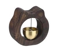 M METERXITY 1-Pack Magnetic Shopkeepers Bell for Door Opening, 3inch/7.7cm Beech Vintage Wind Chime Doorbell with Brass Bell for Front Porch/Garden/Backyard [Brown, Cat Shape]