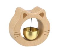 M METERXITY 1-Pack Magnetic Shopkeepers Bell for Door Opening, 3inch/7.7cm Walnut Vintage Wind Chime Doorbell with Brass Bell for Front Porch/Garden/Backyard [Beige, Cat Shape]