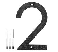 M METERXITY 1-Pack Modern Floating House Numbers for Outside, 5 Inch ABS Matte Black Large Address Numbers Floating Mount with Nail Kits for Door/Street/Outdoors [Digit 2]