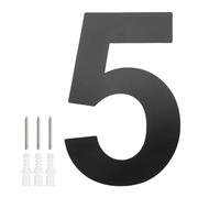 M METERXITY 1-Pack Modern Floating House Numbers for Outside, 5 Inch Stainless Steel Glossy Black Large Address Numbers Floating Mount with Nail Kits for Door/Street/Outdoors [Digit 5]