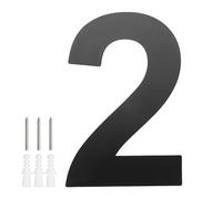 M METERXITY 1-Pack Modern Floating House Numbers for Outside, 5 Inch Stainless Steel Glossy Black Large Address Numbers Floating Mount with Nail Kits for Door/Street/Outdoors [Digit 2]