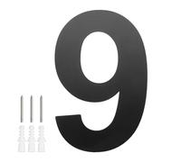 M METERXITY 1-Pack Modern Floating House Numbers for Outside, 5 Inch Stainless Steel Glossy Black Large Address Numbers Floating Mount with Nail Kits for Door/Street/Outdoors [Digit 9]