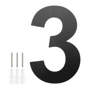 M METERXITY 1-Pack Modern Floating House Numbers for Outside, 5 Inch Stainless Steel Glossy Black Large Address Numbers Floating Mount with Nail Kits for Door/Street/Outdoors [Digit 3]