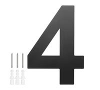 M METERXITY 1-Pack Modern Floating House Numbers for Outside, 5 Inch Stainless Steel Glossy Black Large Address Numbers Floating Mount with Nail Kits for Door/Street/Outdoors [Digit 4]
