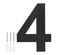 M METERXITY 1-Pack Modern Floating House Numbers for Outside, 5 Inch Stainless Steel Matte Black Large Address Numbers Floating Mount with Nail Kits for Door/Street/Outdoor [Digit 4]