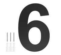M METERXITY 1-Pack Modern Floating House Numbers for Outside, 5 Inch Stainless Steel Matte Black Large Address Numbers Floating Mount with Nail Kits for Door/Street/Outdoor [Digit 6]