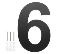 M METERXITY 1-Pack Modern Floating House Numbers for Outside, 6 Inch Stainless Steel Glossy Black Large Address Numbers Floating Mount with Nail Kits for Door/Street/Outdoors [Digit 6]