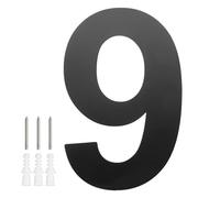 M METERXITY 1-Pack Modern Floating House Numbers for Outside, 6 Inch Stainless Steel Glossy Black Large Address Numbers Floating Mount with Nail Kits for Door/Street/Outdoors [Digit 9]