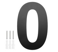 M METERXITY 1-Pack Modern Floating House Numbers for Outside, 6 Inch Stainless Steel Glossy Black Large Address Numbers Floating Mount with Nail Kits for Door/Street/Outdoors [Digit 0]