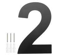 M METERXITY 1-Pack Modern Floating House Numbers for Outside, 6 Inch Stainless Steel Glossy Black Large Address Numbers Floating Mount with Nail Kits for Door/Street/Outdoors [Digit 2]