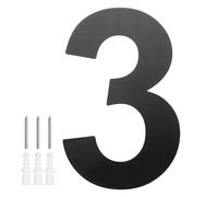 M METERXITY 1-Pack Modern Floating House Numbers for Outside, 6 Inch Stainless Steel Glossy Black Large Address Numbers Floating Mount with Nail Kits for Door/Street/Outdoors [Digit 3]