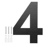 M METERXITY 1-Pack Modern Floating House Numbers for Outside, 6 Inch Stainless Steel Glossy Black Large Address Numbers Floating Mount with Nail Kits for Door/Street/Outdoors [Digit 4]