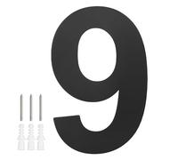 M METERXITY 1-Pack Modern Floating House Numbers for Outside, 6 Inch Stainless Steel Matte Black Large Address Numbers Floating Mount with Nail Kits for Door/Street/Outdoor [Digit 9]