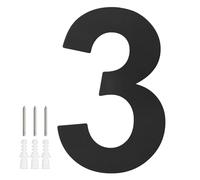 M METERXITY 1-Pack Modern Floating House Numbers for Outside, 6 Inch Stainless Steel Matte Black Large Address Numbers Floating Mount with Nail Kits for Door/Street/Outdoor [Digit 3]