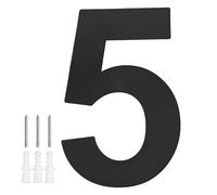 M METERXITY 1-Pack Modern Floating House Numbers for Outside, 6 Inch Stainless Steel Matte Black Large Address Numbers Floating Mount with Nail Kits for Door/Street/Outdoor [Digit 5]
