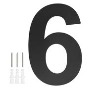 M METERXITY 1-Pack Modern Floating House Numbers for Outside, 6 Inch Stainless Steel Matte Black Large Address Numbers Floating Mount with Nail Kits for Door/Street/Outdoor [Digit 6]