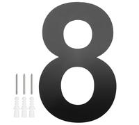 M METERXITY 1-Pack Modern Floating House Numbers for Outside, 8 Inch Stainless Steel Glossy Black Large Address Numbers Floating Mount with Nail Kits for Door/Street/Outdoors [Digit 8]
