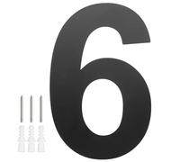 M METERXITY 1-Pack Modern Floating House Numbers for Outside, 8 Inch Stainless Steel Glossy Black Large Address Numbers Floating Mount with Nail Kits for Door/Street/Outdoors [Digit 6]